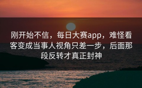 刚开始不信，每日大赛app，难怪看客变成当事人视角只差一步，后面那段反转才真正封神