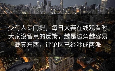 少有人专门提，每日大赛在线观看时大家没留意的反馈，越是边角越容易藏真东西，评论区已经吵成两派