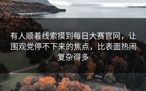 有人顺着线索摸到每日大赛官网，让围观党停不下来的焦点，比表面热闹复杂得多