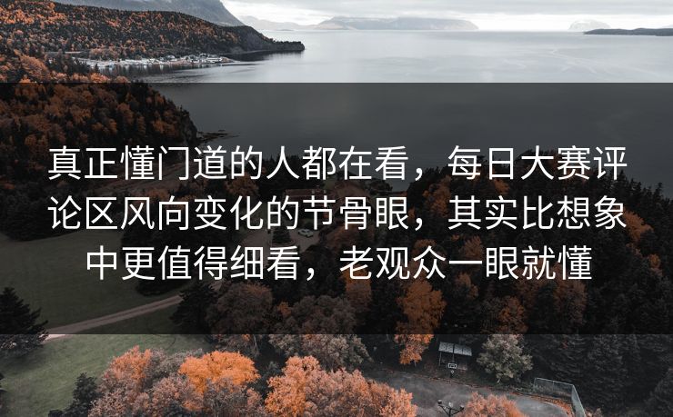 真正懂门道的人都在看，每日大赛评论区风向变化的节骨眼，其实比想象中更值得细看，老观众一眼就懂