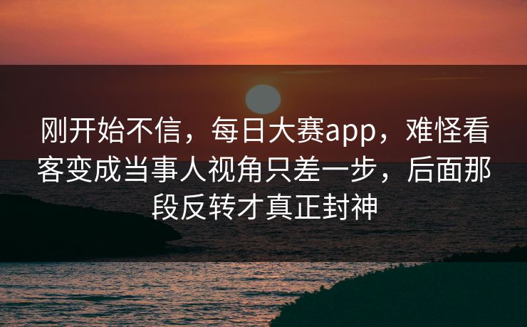 刚开始不信，每日大赛app，难怪看客变成当事人视角只差一步，后面那段反转才真正封神